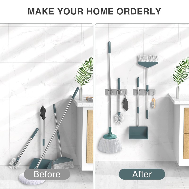 homeasy Wall Mount Mop and Broom Holder, Heavy Duty Stainless