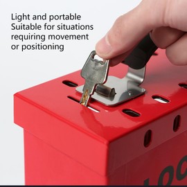 KLLJRFW Lockout Tagout Group Lock Box Group Lock Box Red Padlock Box Group Safety Lockout Box Portable Transparent Window Safety Lockout Tagout Box for Office Shopping Mall Home