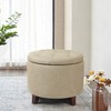 Adeco Fabric Cushion Button Tufted Lift Top Storage Footstool, Height