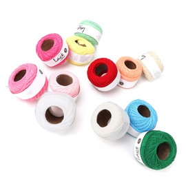 AILOOCEDI Cotton Lace Line Crochet Thread, Crochet Yarn Colourful Glitter Cotton Crochet Thread, Cotton Yarn Crochet Lace Line for Embroidery Sewing Crafting (Set of 12 Colors)