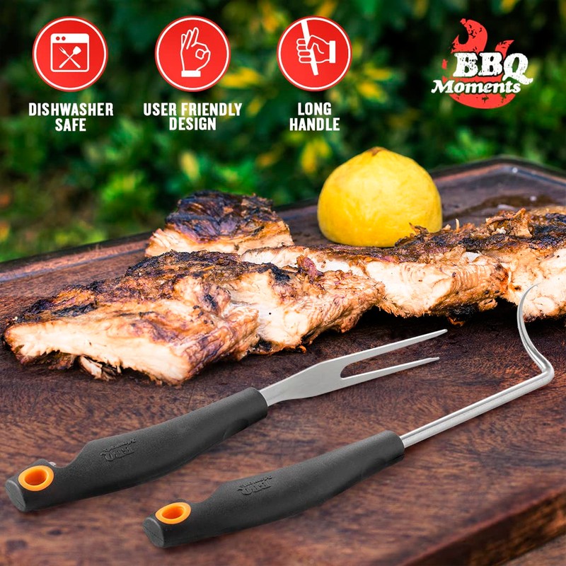 BBQ Moments Pigtail Food Flipper, Stainless Steel Meat Hook Flipper