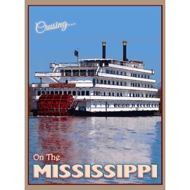 MAGNET Cruising Mississippi River Queen United States Travel Advertisement Art Magnet