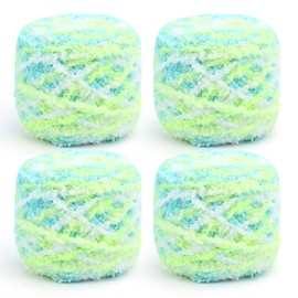 4 x 100g Knitting Wool Yarn Soft Coral Velvet Yarn Multi-Colored Crochet Yarn for Knitting Chunky Fluffy Knitting Yarn for Knitting Crochet Perfect for Bags Blankets Hats Toys Shoes Scarves Sweaters