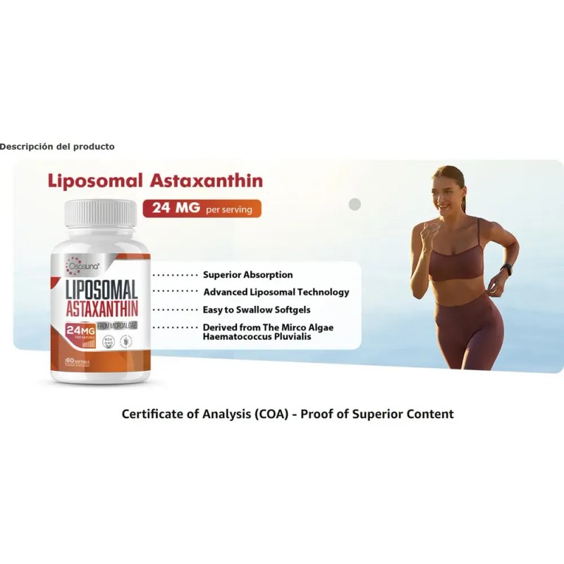 Osasuna Liposomal Astaxantina 24mg Con 60 Softgels Importado