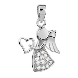 Nenalina Angel Pendant with Heart in 925 Sterling Silver for Women's Necklace or Necklace, 262455-919, Sterling Silver, No Gemstone