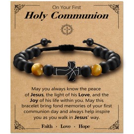 Alissl Cross Bracelet To My Boys Communion Confirmation Baptism Gift for Nephew Brother Son Daughter Brother Teens Girls