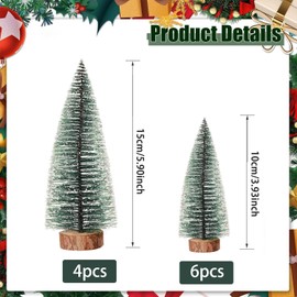 Pack of 10 Mini Christmas Tree Decoration, Small Artificial Christmas Decoration, Mini Green Christmas Tree, Mini Christmas Tree, Artificial Christmas Tree for Table Decoration, DIY, Shop Window, Gift