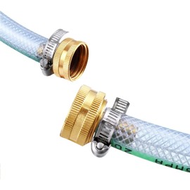 Hooshing Kit de Reparación de Manguera de Jardín de 4PCS 3/4" Barb x 3/4" Female GHT Thread Soild Brass con Clamp de Acero Inoxidable
