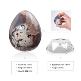 Nupuyai Natürlicher Orca Achat Stein Ei Edelstein mit Ständer, poliert Heilstein Ei Kristall Mineralstein Chakra Meditation Ostern Home Dekoration