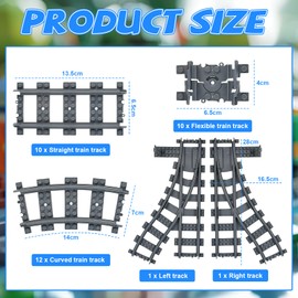 Huucozn 34 Piece City Train Rails Set Building Blocks Train Rails Set City Train Tracks Toy Railway Rails Compatible with the Market Leader Train Rails for Railway Cities Train Accessories Bridge