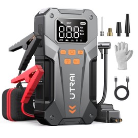 UTRAI 5000A 150PSI Jump Starter with Air Compressor, 12V Portable Jump Box (All Gas/10L Diesel), Jump Pack with LED Light, Car Jumper with Jumper Cables, Storage Case Included
