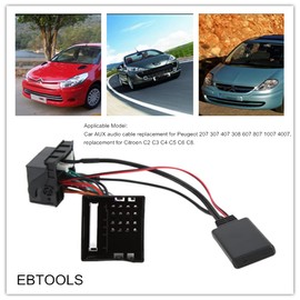 EBTOOLS Bluetooth Music Adapter for Car 12 Pin Bluetooth 5.0 Aux Audio Cable Adapter Microphone Hands-Free Replacement for 207 307 407 308 for Citroen C2 C3 C4 C5 C6 C8