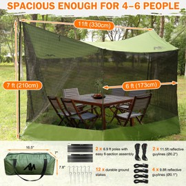 Screen House for Hammock with Tarp Poles, AYAMAYA Large Size 18 x 11 FT Camping Tarp with Mosquito Net, Portable Hammock Tent Rainfly with Bug Net for Picnics Backyards Backpacking Camping Beach