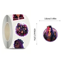 Descendants Stickers (1000pcs), 16 Sheets Aesthetics 1.5in Cartoon Decal Roll Self Adhesive Seals for Birthday Party Decoration Water Bottle Laptop Scrapbook Cards Envelope