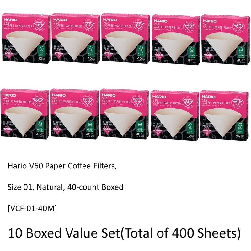 10 X Hario V60 Size 01 40-Count Boxed Coffee Natural
