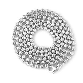 Bling Bling NY Unisex Designer Men Women Silver Finish Skinny 3mm 4mm Moon Cut Bead Ball Chain Rhodium Mooncut Necklace Lobster Claw Clasp 16-36 inch (Silver 4mm, 18.00)