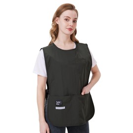 Nanxson Waterproof Cobbler Apron for Women with Pockets Barber Smock Buckle Design Hair Stylist Apron for Kitchen Garden Men, Black Plus, X-Large