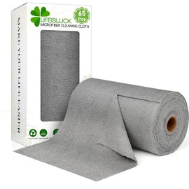 LifeisLuck 65 Pack of Microfiber Cloths in a Roll, 10" x 10" Reusable Washable Cleaning Rag Tear Away Towels for Auto House Garage Dust Kitchen Bathroom, Lint-Free Not Scratch Cleaning Supplies