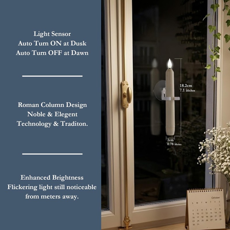 Homemory 12 Pcs Window Candles with Sensor Dusk to Dawn,