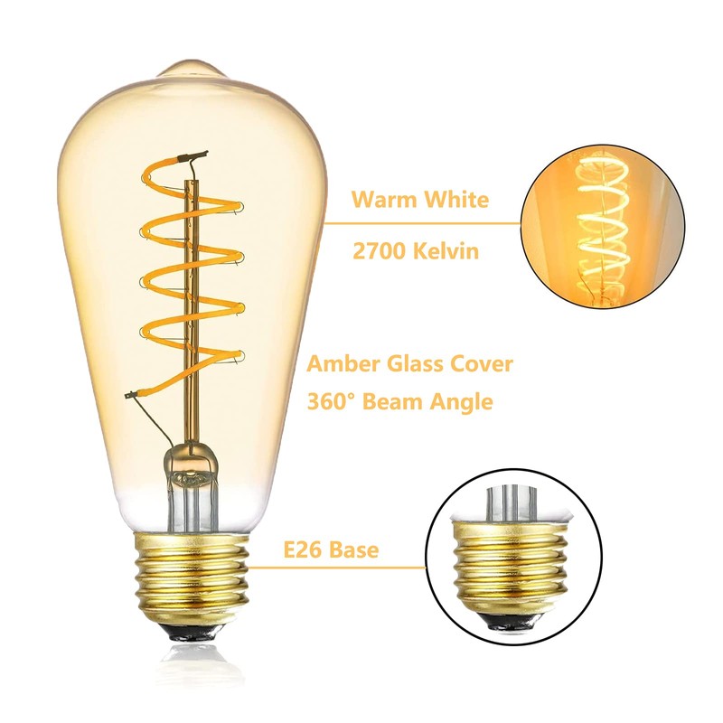 12V LED Edison Bulbs 40W Equivalent, Low Voltage 4W Vintage