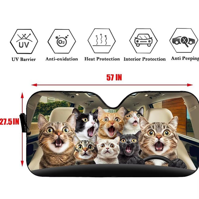 Fun Surprised Cat Automotive Windshield Sunshades Car Front Window Sun