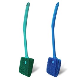 humyeam Aquarium Cleaning Brush - 2 PCS Fish Tank Cleaning Brush Double-Sided Sponge Brush Long Handle Fish Tank Scrubber for Aquariums and Home