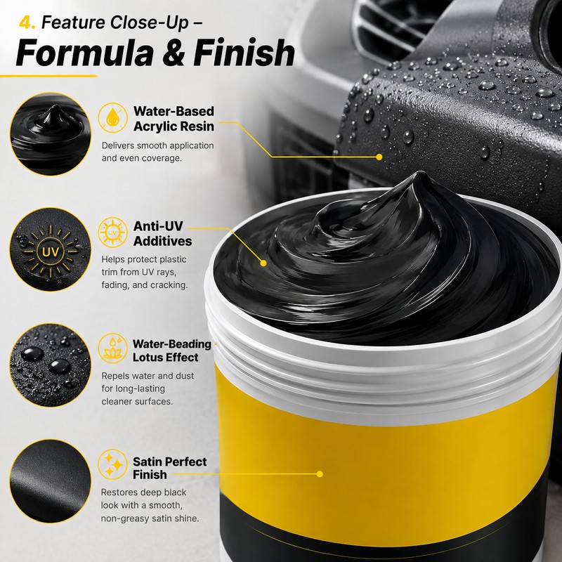 Car Plastic Restorer for Faded Trim – 400g Water-Based Renovator