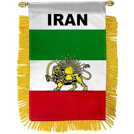 IRAN LION SUN MINI BANNER FLAG GREAT FOR CAR & HOME WINDOW MIRROR HANGING