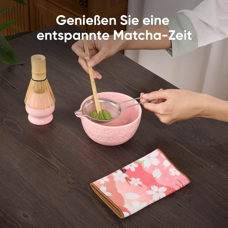 Matcha Tea Set, Including a Ceramic Matcha Bowl, Matcha Whisk