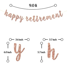 Rose Gold Happy Retirement Banner - Retirement Party Decorations/Retired Banner/Going Away Party Decor/Farewell Party Decorations, Glitter