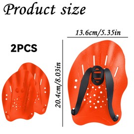 Thyonta 1 Pair Swim Paddle - 2 PCS Hand Paddles for Swimming Training with Adjustable Straps Water Gloves to Help Upper Body Resistance For Novice And Professional Use For Adults Kids Unisex(Orange)