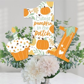 Big Dot of Happiness 1st Birthday Little Pumpkin - Fall First Birthday Party Centerpiece Sticks - Table Toppers - Set of 15