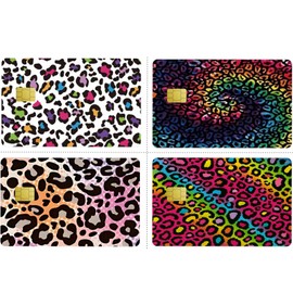 Credit Card Skin Stickers, Leopard Print Design, 4 Pieces