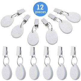 12 Pieces Tablecloth Weights Tablecloth Pendant Teardrop Shape Table Cover Weights Stone Table Weights Hangers with Metal Clip for Tablecloth Decoration Family Dinner Outdoor Picnic (White)