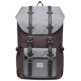 KAUKKO Women's Men's Students Backpack 17 Inch Backpack for 15 Inch Notebook Casual Daypacks Student Bag for Hiking 47 cm, 22.4 L Ep5 Polyester, Coffee and grey[ep5-4]