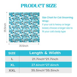 Poochies Sprouts 35.4" Cat Grooming Wrap, Cat Wrap for Cutting Nails, Anti-Scratch, Anti-Escape Calming Packaging, Cat Swaddle Wrap for Adult Cats, XX-Large
