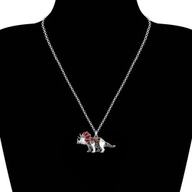 NEWEI Enamel Dragon Necklace Pendant 20 Inch Chain for Women Girls Jewelry Gifts (Grey)