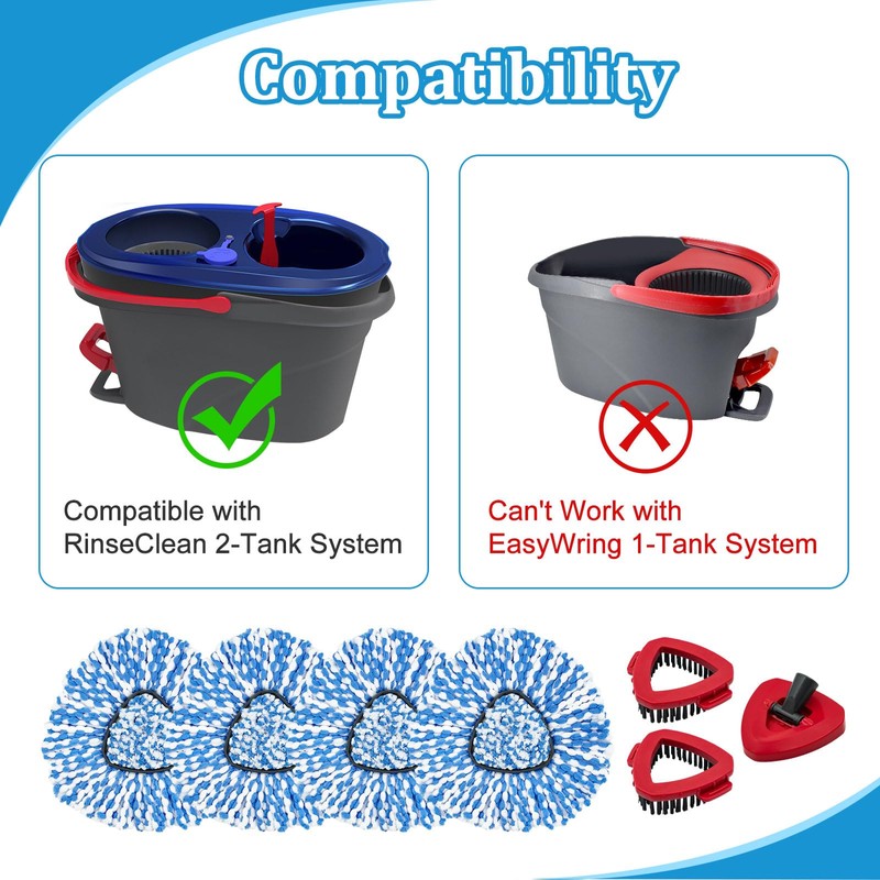Mop Heads Replacements for O-Cedar RinseClean 2-Tank Spin Mop, Mop