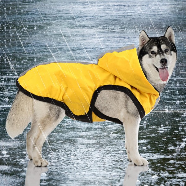 Idepet Waterproof Raincoat for Dogs 2 in 1, Lightweight Pet Dog Hooded Rain Poncho Breathable Full Cover for Small Medium Dogs