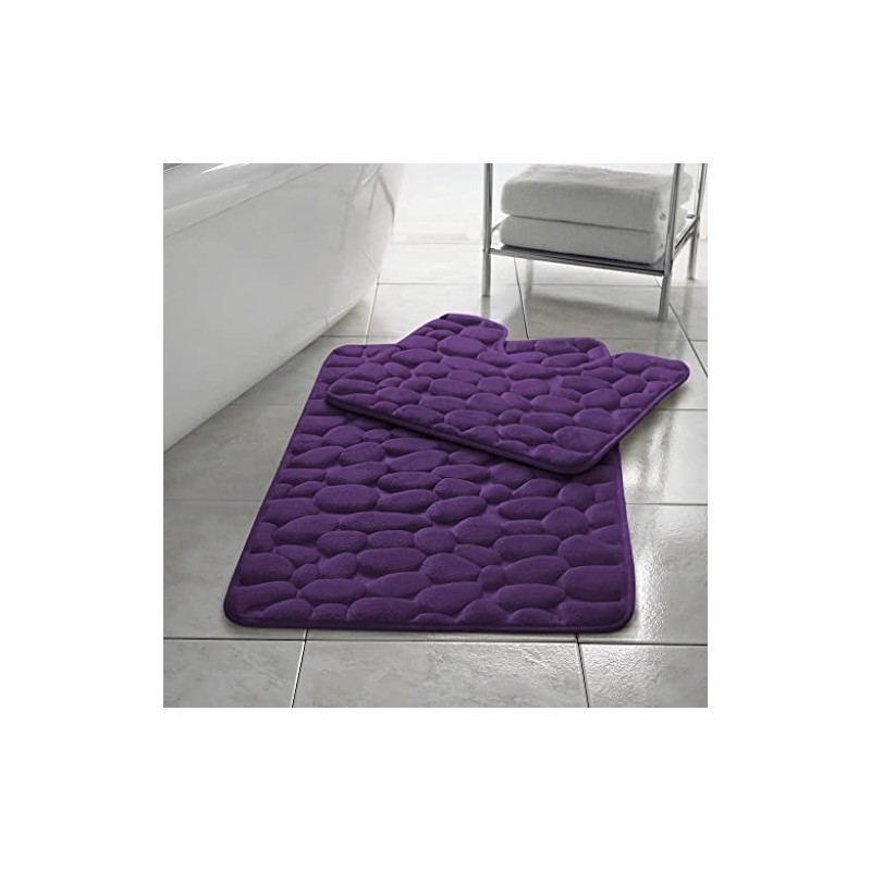Bluemoon Bedding Memory Foam Bath Mat 2 Piece Set Pebbles
