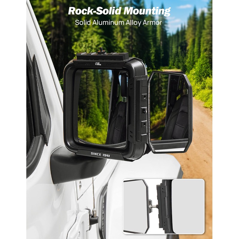 JOYTUTUS Towing Mirrors Extensions Compatible with 2018-2026 Wrangler JL/JLU &