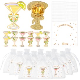 Tondiamo 24 Set Cocktail Martini Lapel Pins a Tini Bit Older Party Favors Gifts Cocktail Theme Favors Brooch Bulk for Bartender Barista Martini Day Coffee Day Birthday Bachelorette Party