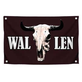 3x5 Ft American Singer Polyester Flag with Four Brass Grommets - Aesthetic Album Covers Wall Music Posters for Bedroom - Bull Skull Tapestry Funny Meme Garage for Men - Western Banner for Yard Party