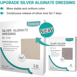 Dimora Upgrade 10 Packs Silver Antibacterial Alginate Wound Dressing 4"x4"