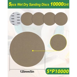 Bolatus Pack of 5 Sandpaper 125 mm Velcro, Grit 10000 Wet Dry Sanding Discs Round Random Orbital Sanders Sanding Sheets for Car Metal Wood