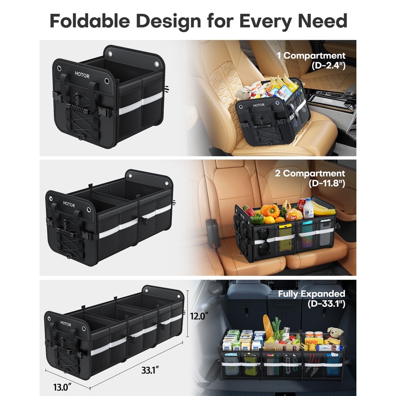 HOTOR Trunk Organizer for SUV – Car Storage Box with