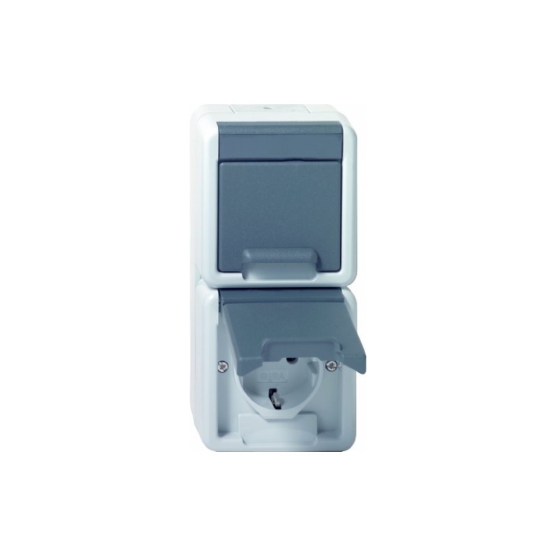 GIRA 078030 Doppel-SCHUKO senkrecht WG Aufputz Grau