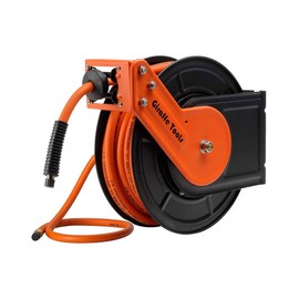 Giraffe Tools TA10B Air Hose Reel 25 ft Retractable Wall Mount Air Compressor Heavy Duty Steel Auto Rewind 300PSI, 25ft, Tangelo