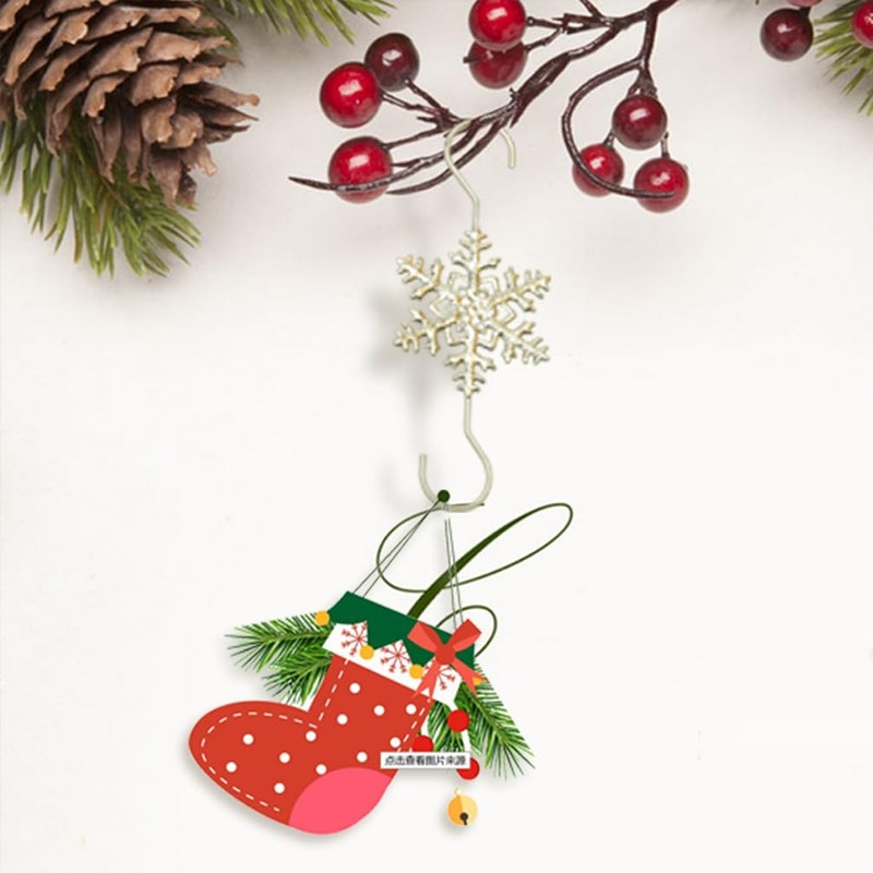 Silver Snowflake S-shaped Hooks - 20 PCS Metal Christmas Tree