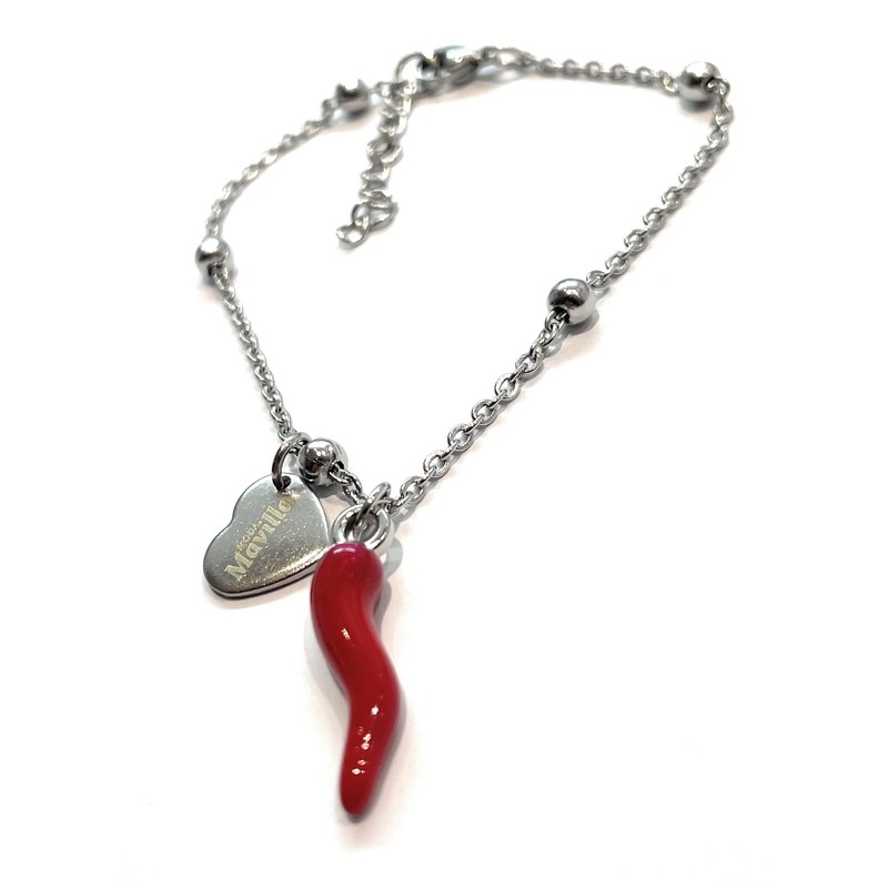 Steel Bracelet with Horn and Heart, Alloy Steel